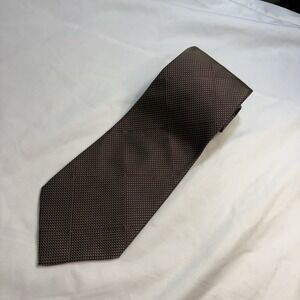 Giorgio Armani Cravatte Burgundy Silk Tie Olive Green Diamond Geometric VTG EUC